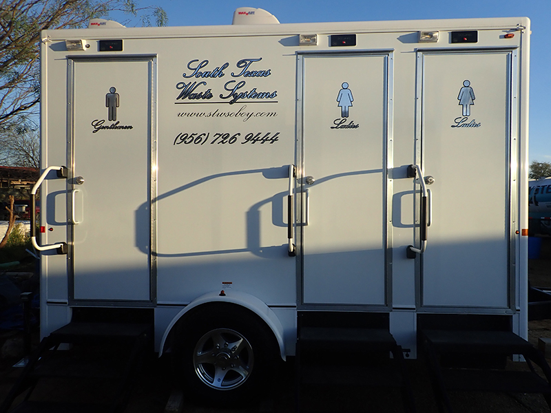 Outside of the Celebrity Portable Bathroom Trailer